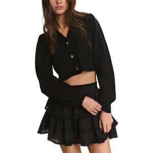 Loveshackfancy Womens  Avignon Wool & Cashmere-Blend Crop Cardigan, Black